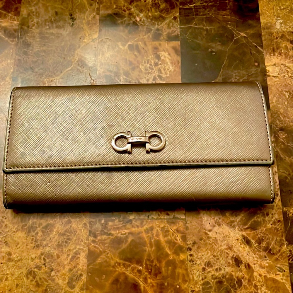Salvatore Ferragamo Gold Long Wallet